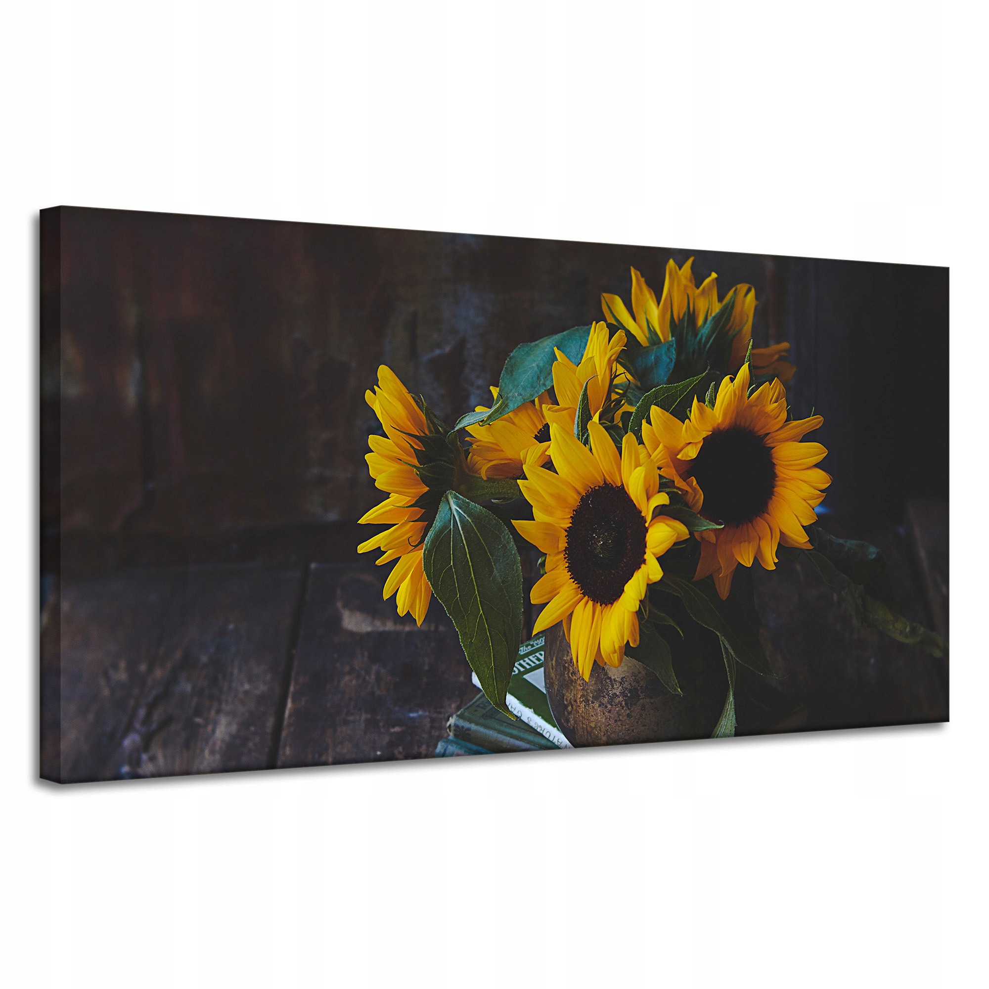 Obrazy na plátně Slunečnice ve váze 120x60 cm