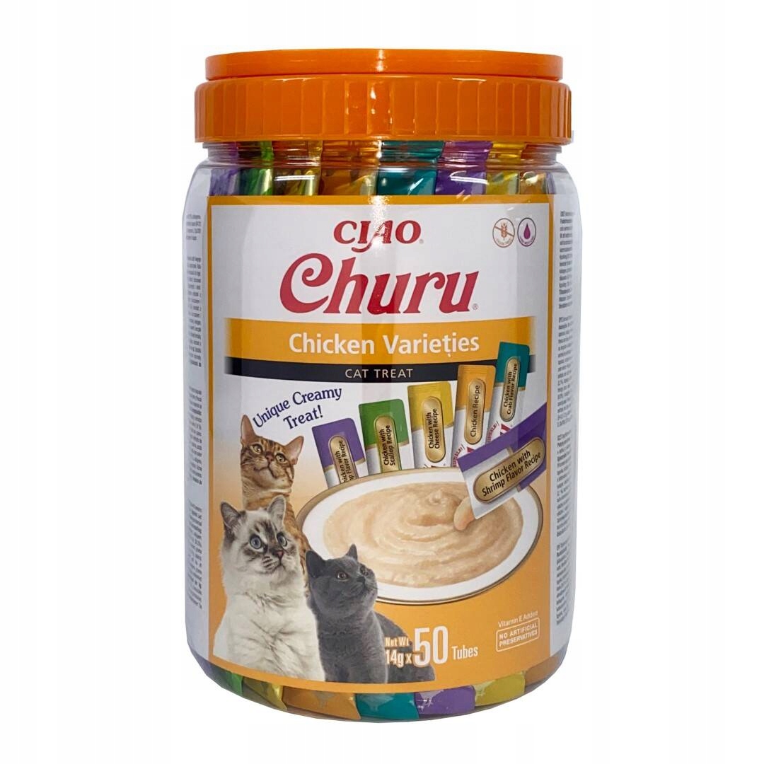 Levně Inaba Cat Churu 50x14 g (700 g) Krémová Pamlsek Pro Kočky Mix s kuřecím masem
