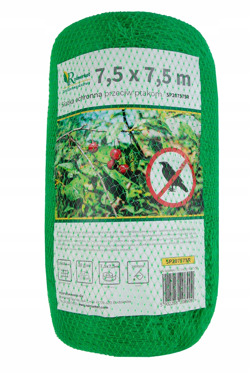 Siatka Przeciw Ptakom Szpakom 7,5 x 7,5m Wzmocniona Pleciona Struktura