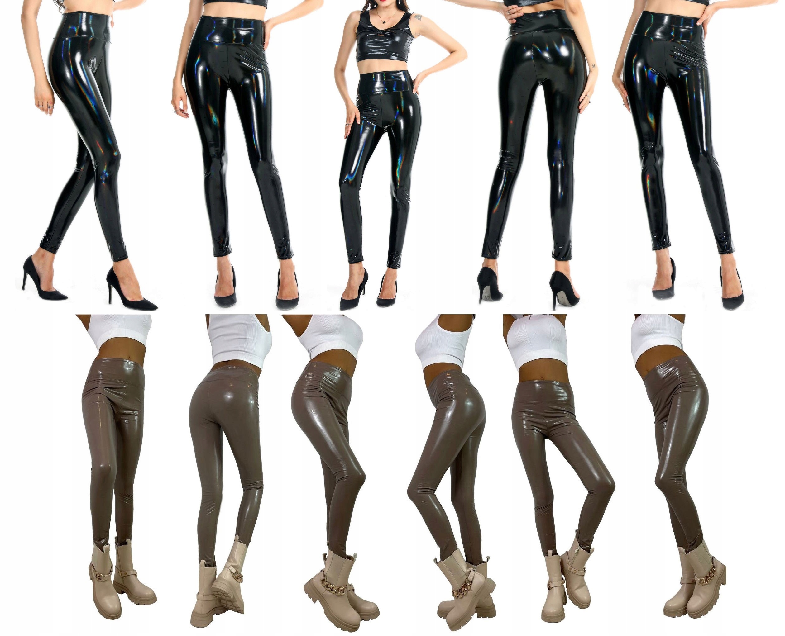 LEGGINSY WINYLOWE GETRY WINYL SPODNIE RURKI LATEKS Marka bez marki