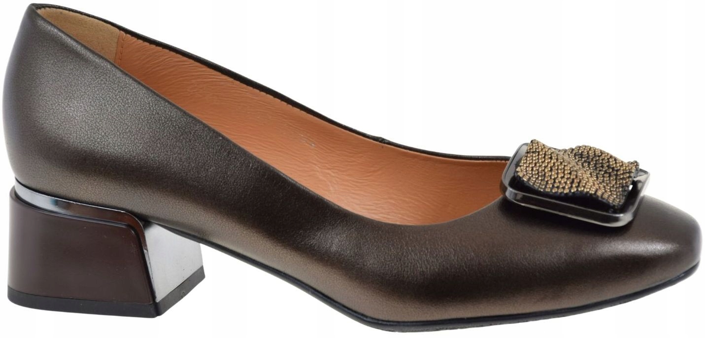 Elegantní kožené lodičky hnědé na podpatku 4,5 cm, módní Kordel 2917 R40
