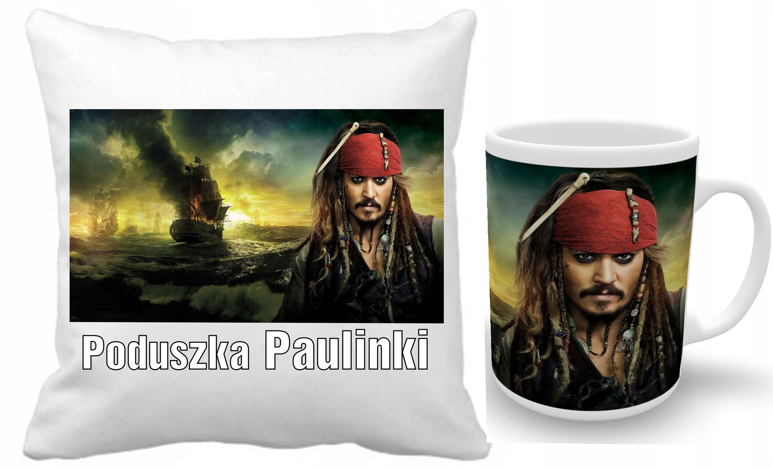 

Piraci Z Karaibów Zestaw Poduszka+kubek+imię
