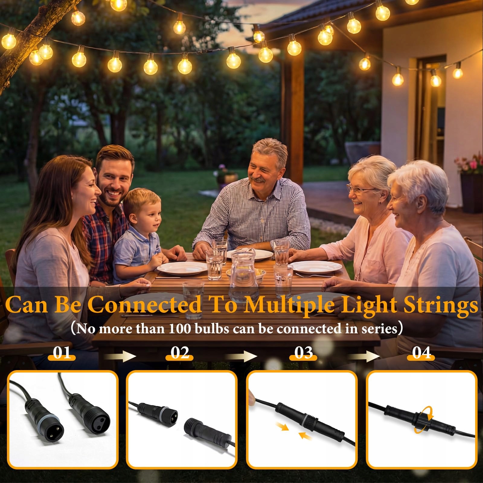 MOLVCE Girlanda LED Zewnętrzna 10M 22 Żarówki G40 Ciepłe Światło IP44 — miniatura 6