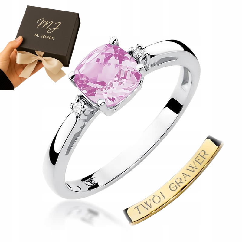 Prstýnek Z Bílého Zlata 585 S Topazem A Diamanty O Hmotnosti 1,10 Karatu, Gravírování M. Jopekem