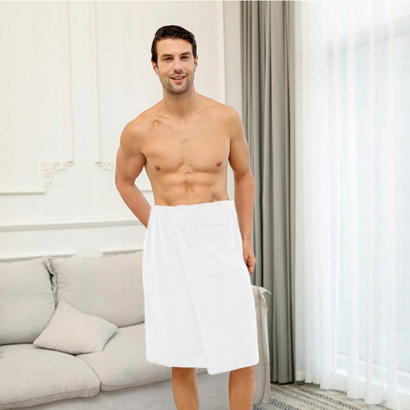 RĘCZNIK KĄPIELOWY MĘSKI KILT DO SIŁOWNI SAUNY NA RZEP SPA Z GUMKĄ BIAŁY L Stan opakowania oryginalne