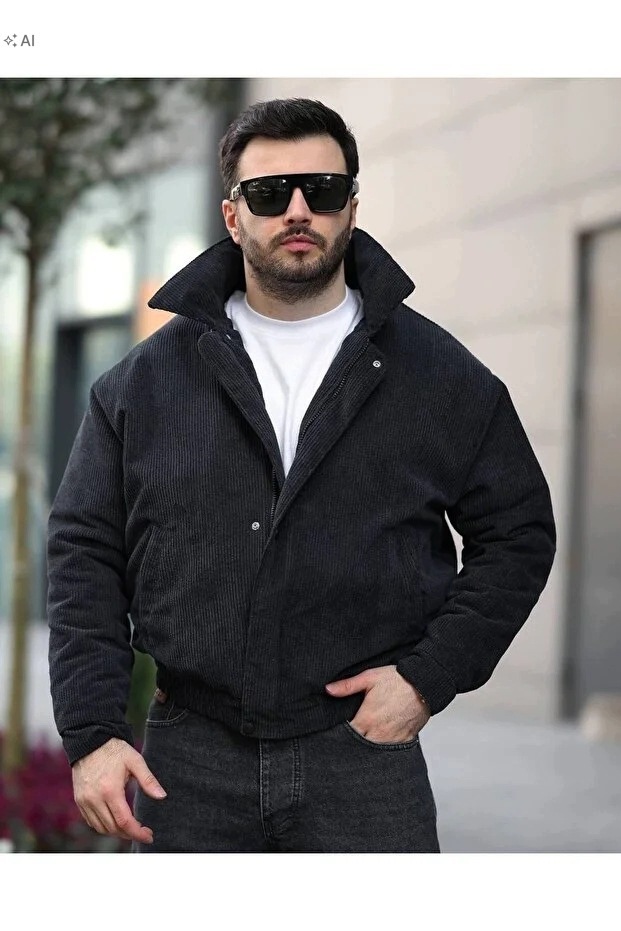 Pánská Prošívaná Bunda V Minimalistickém Stylu, Černá, Velikost 5IA
