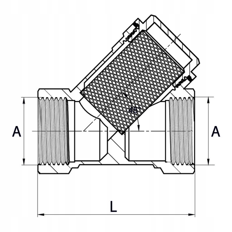 FILTR SKOŚNY MOSIĘZNY 1” SIATKOWY OSADNIKOWY DO C.O. DIAMOND Marka DIAMOND