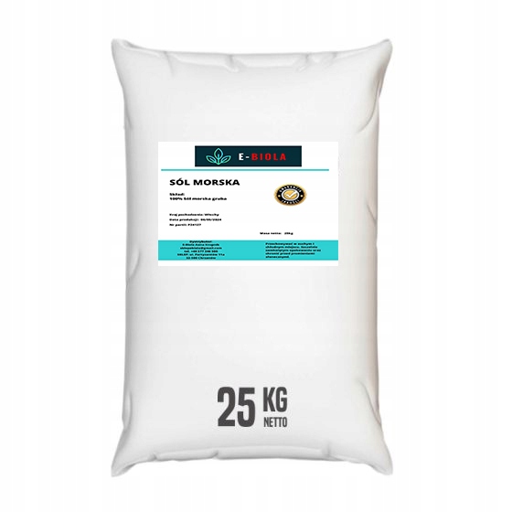 Naturalna Sól Morska Włoska Gruba niejodowana Premium Do Basenu Mocna 25kg