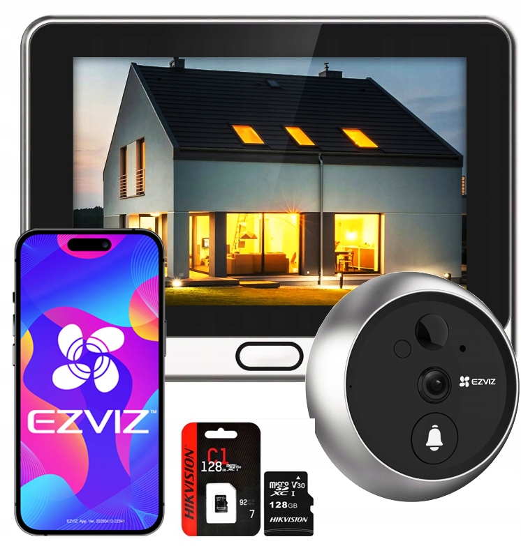 Ezviz DP2 2K dotykový WiFi hľadáčik s kamerou Sd karta 128 Gb