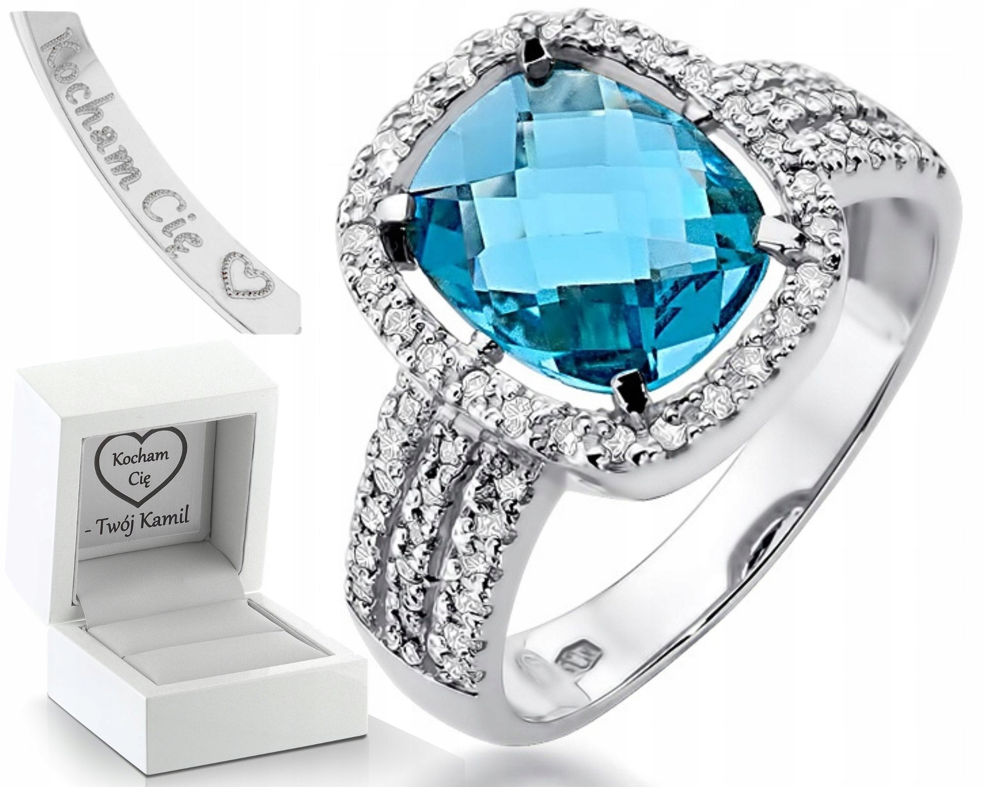 Prstýnek Topaz Diamanty 585 Gravírování Bonus