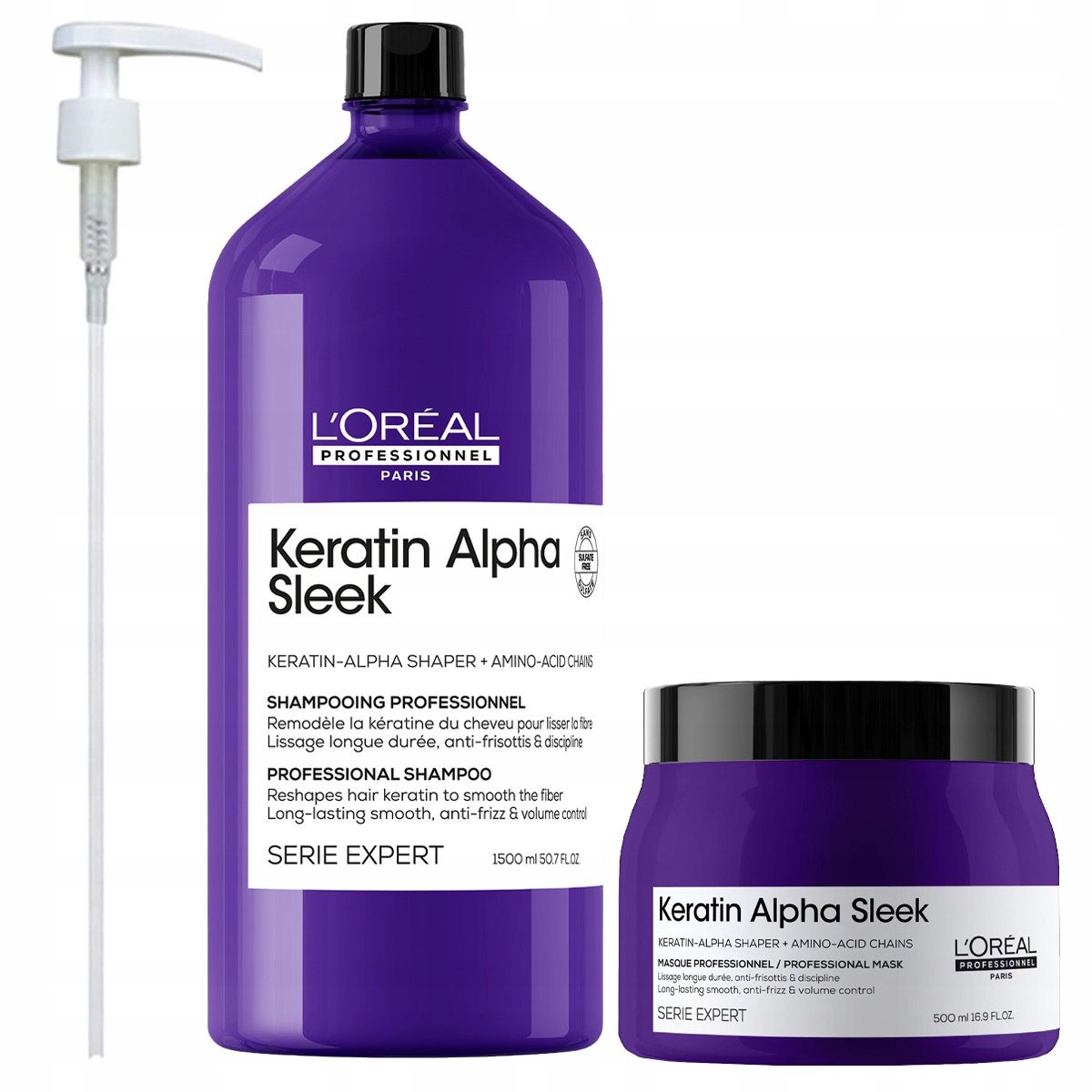 Loreal Professionnel Keratin Alpha Sleek sada šampon 1500 ml maska 500 ml