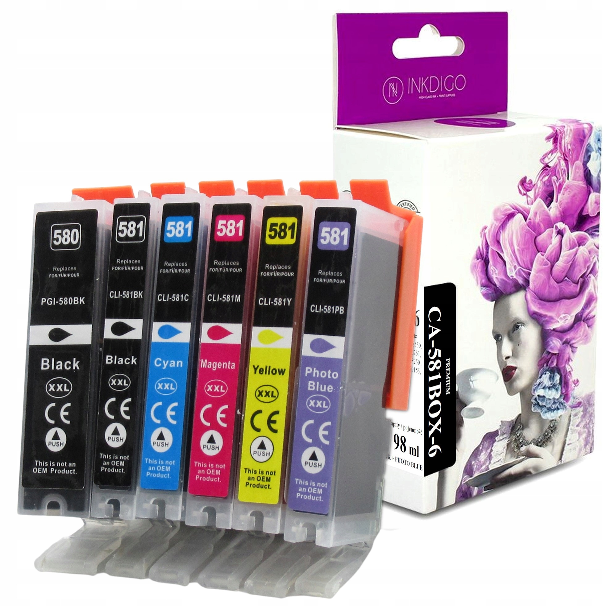 

6x Tusz Zamienny Do Pixma TS8250 TS8251 CLI581PB