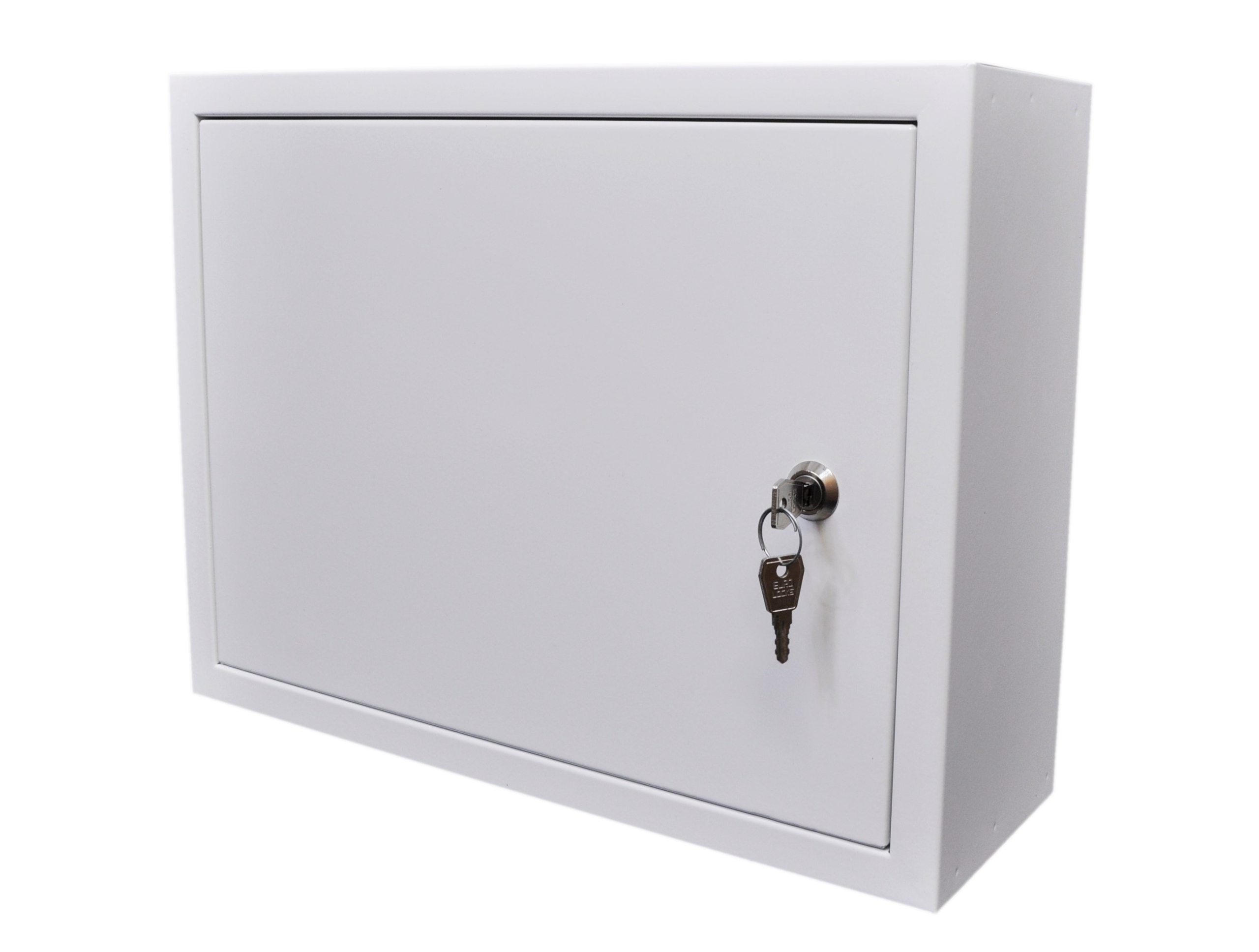 Skrzynka metalowa 40x30x13 tył blacha Biała szafka 400x300x130 na klucz