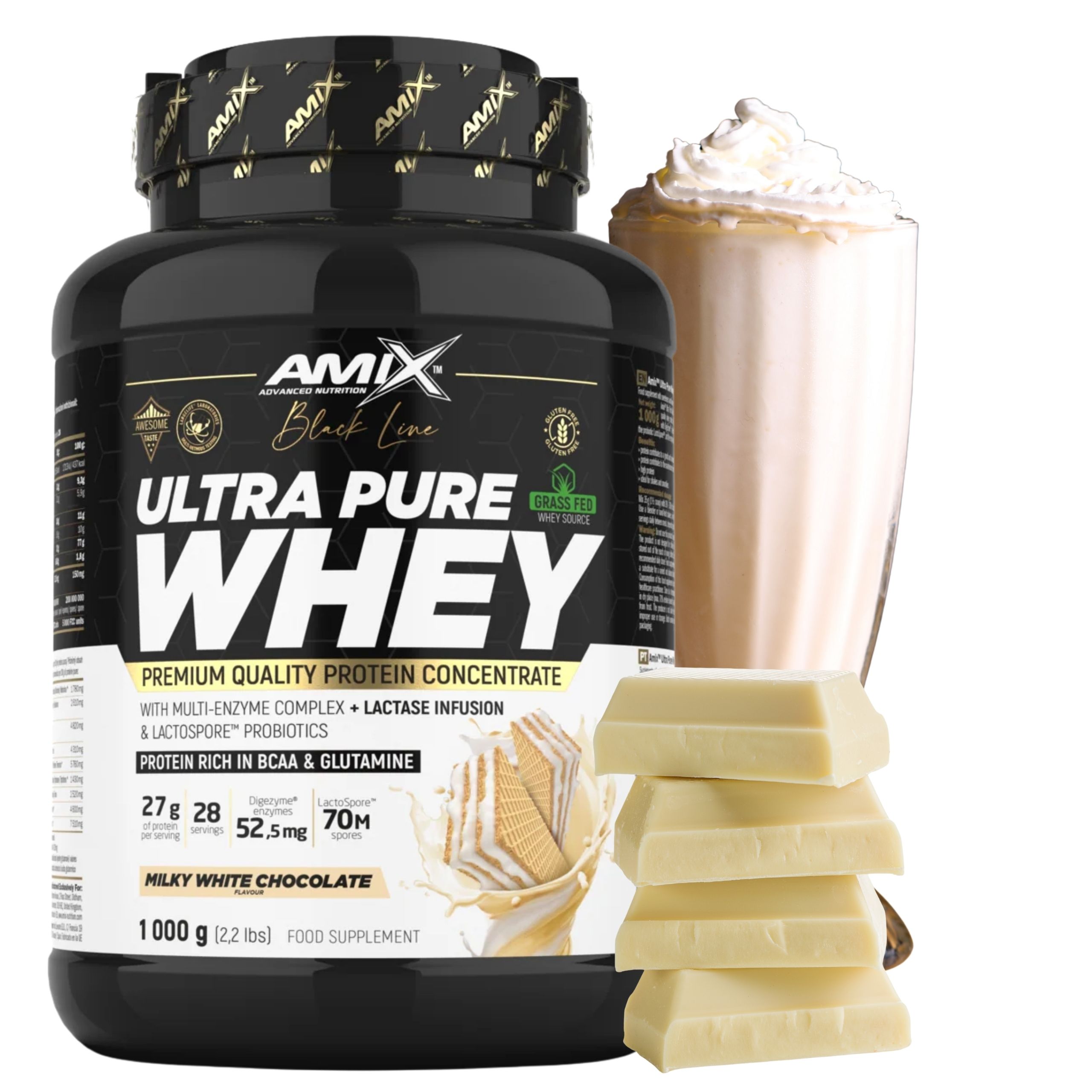 Syrovátkový Koncentrát syrovátkového Wpc Pure Whey Digezyme 1000 g Bílá Čokoláda