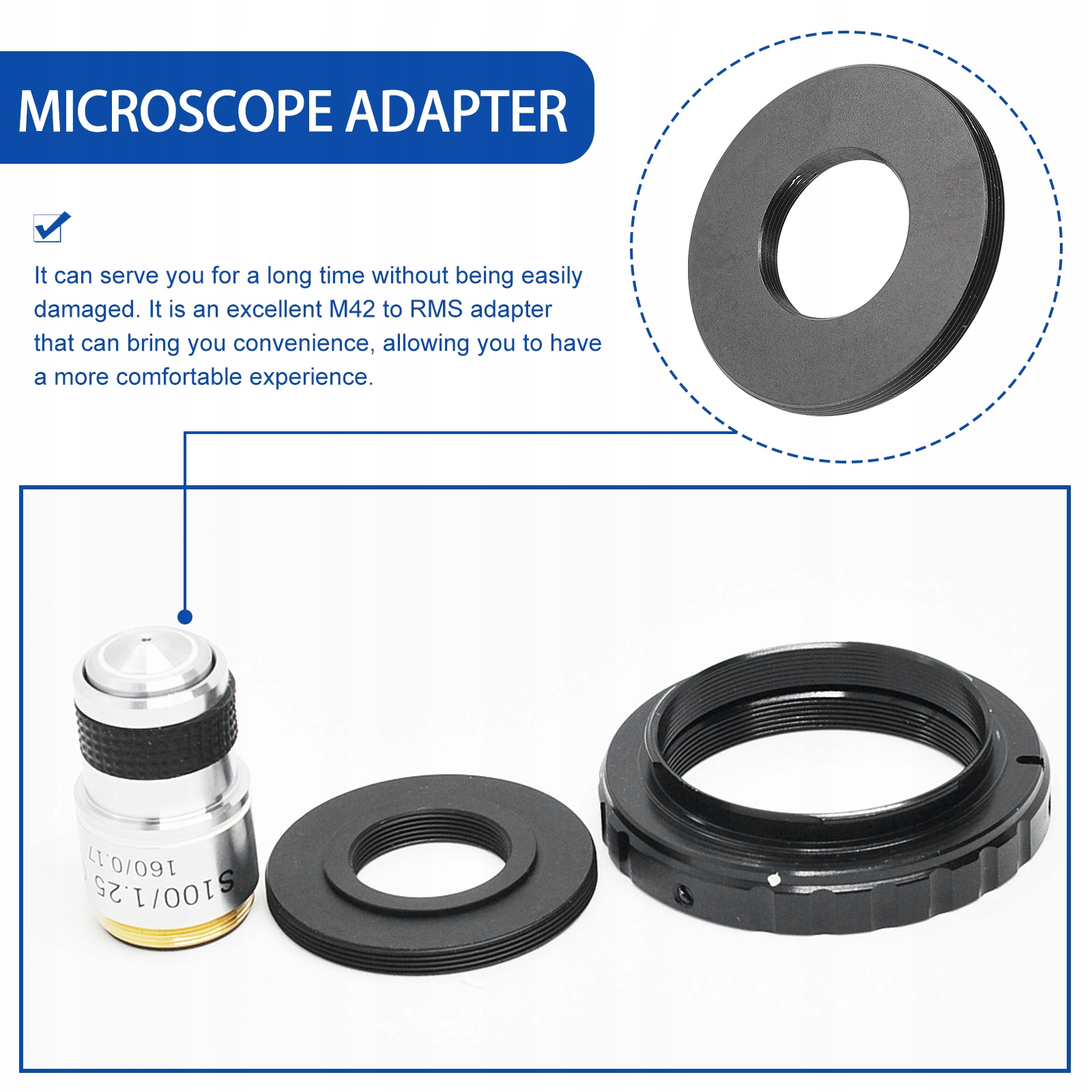 ADAPTER MIKROSKOPÓW KAMERY M42 DO PIERŚCIENIA ADAPTACYJNEGO RMS Rodzaj inny