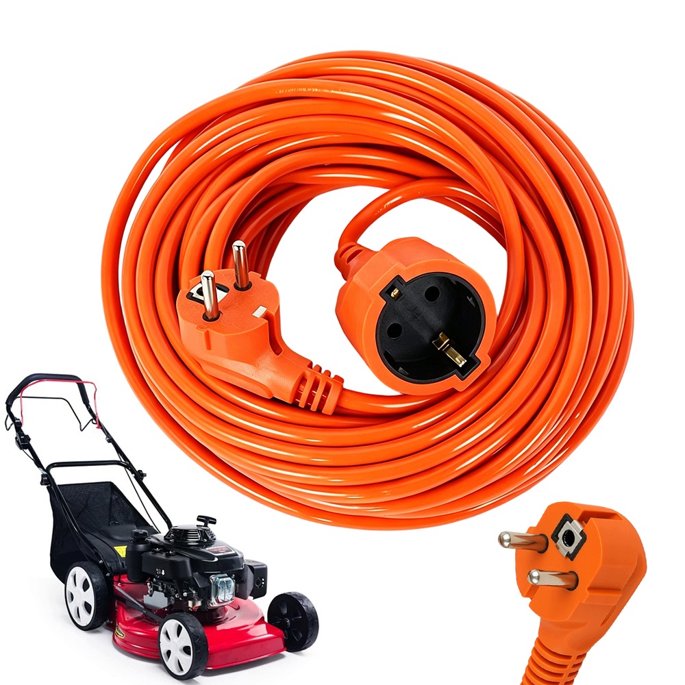 Prodlužovací Kabel S Uzemněním 50 M Pro Zahradní Sekačku Oranžový