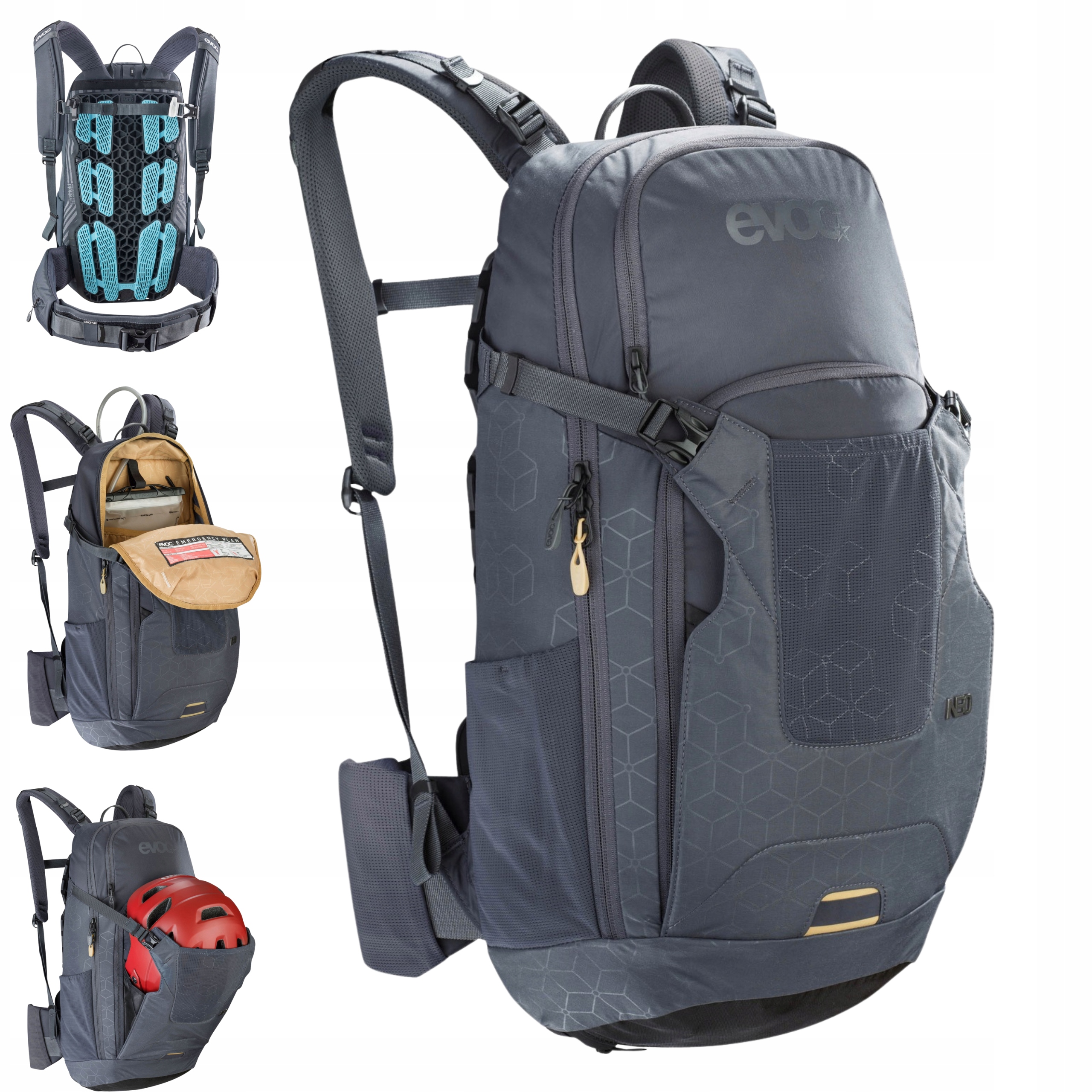 Plecak Rowerowy Evoc Neo 16 litrów Carbon Grey L/XL z Ochraniaczem