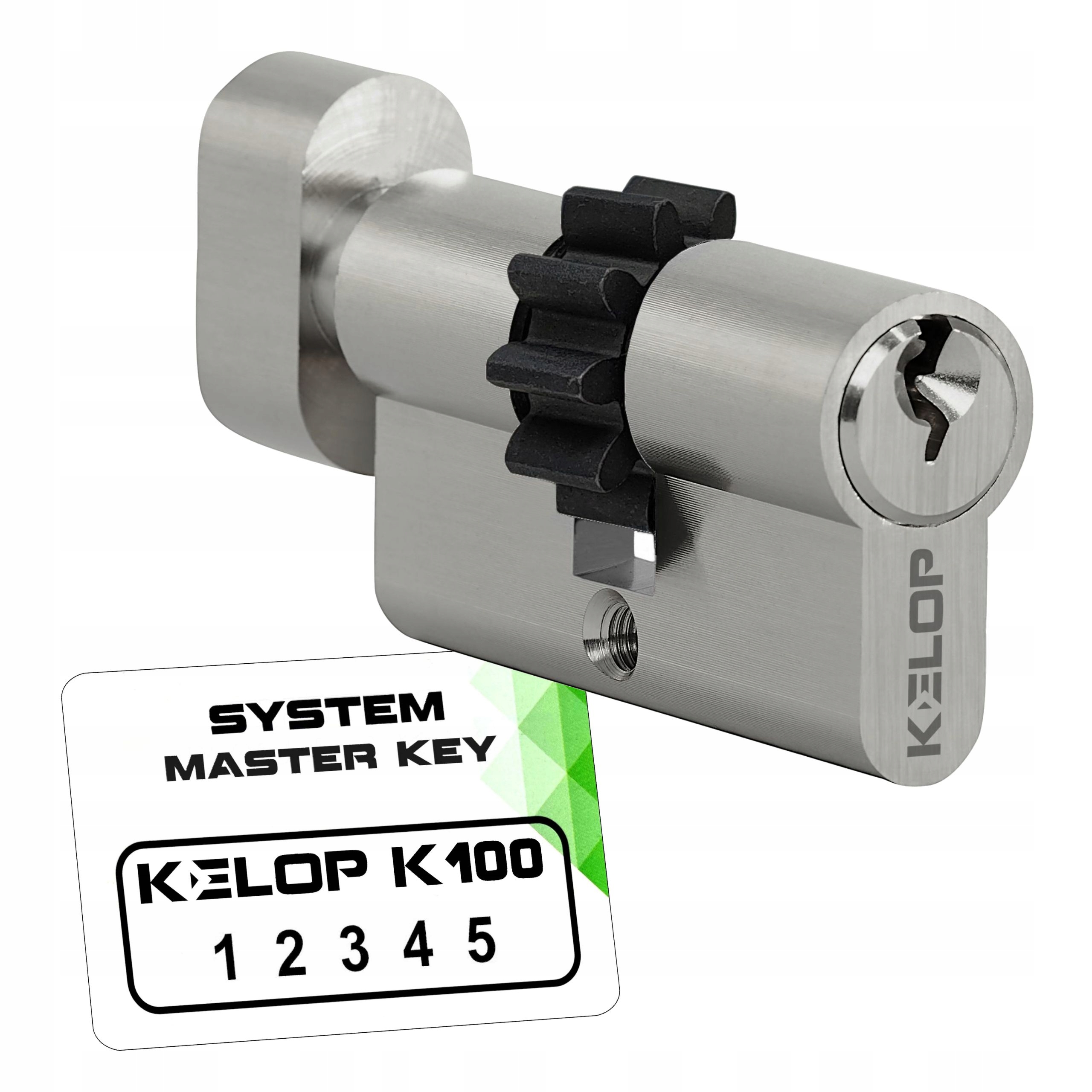 vložka Kelop K100 30/35GZ s knoflíkem a ozubeným kolem, niklový systém master key