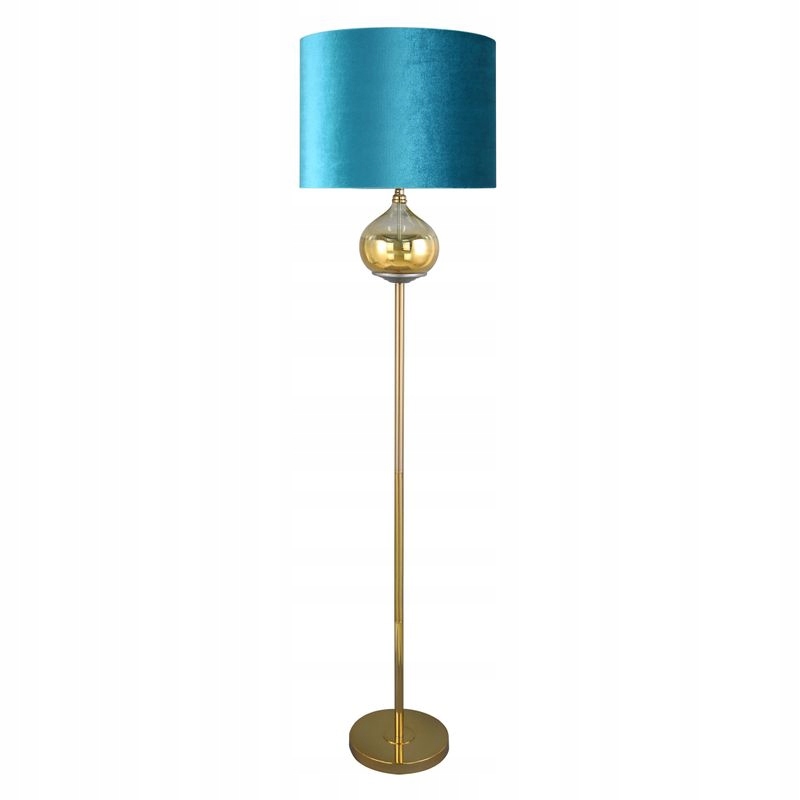 Lampa podłogowa Lotos 43x157 turkusowa złota