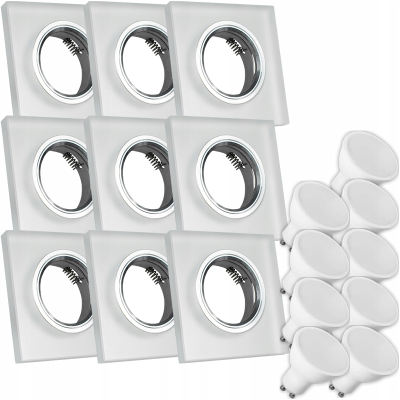 9X Skleněná Lampa Moderní Svítidlo Čtverec Silné Sklo 3W Led Žárovka