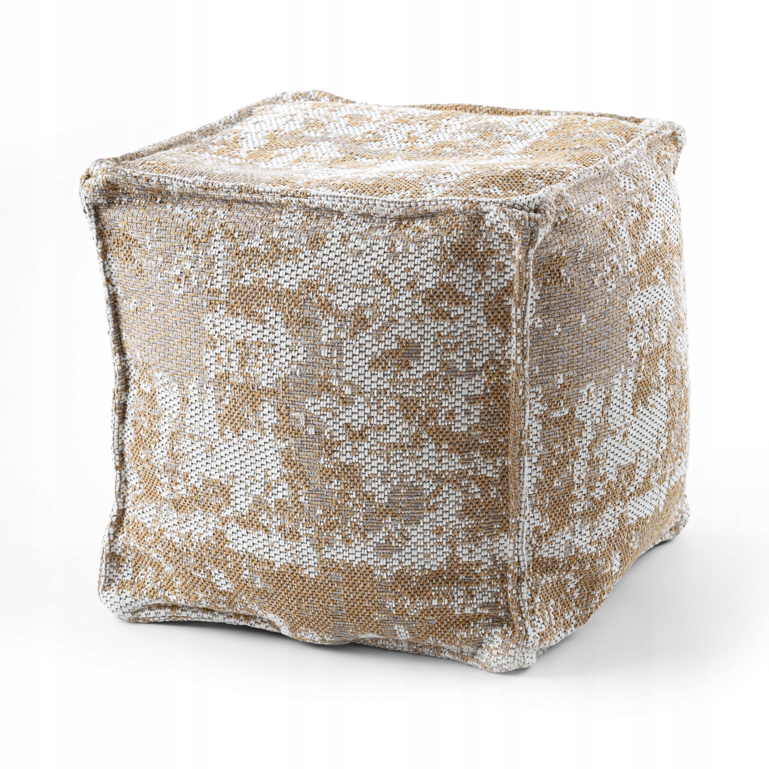 Bavlněná Taburet Podnožka čtverec 50x50 Boho krémová #D658