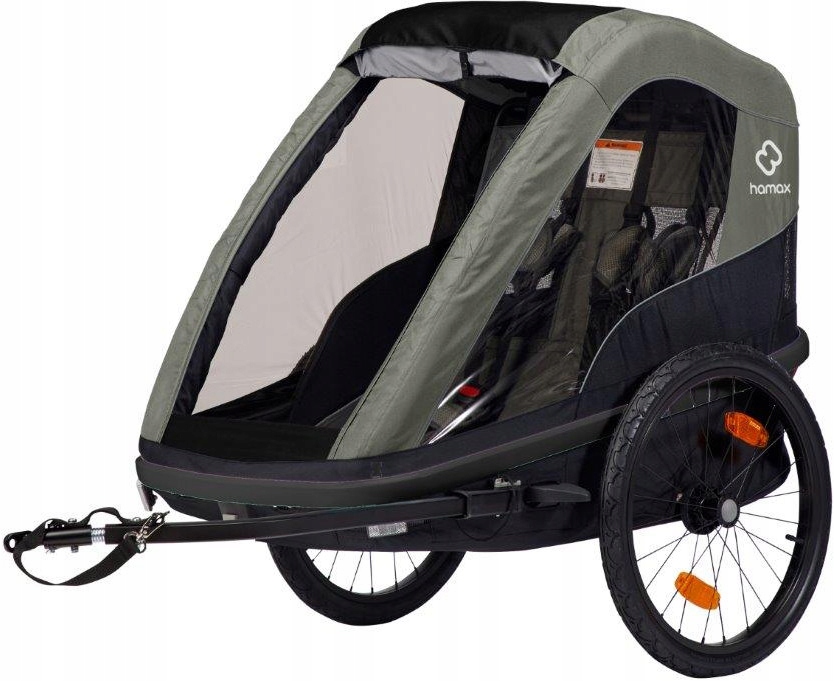 Przyczepka rowerowa Hamax Avenida Twin Olive w kolorze oliwkowym