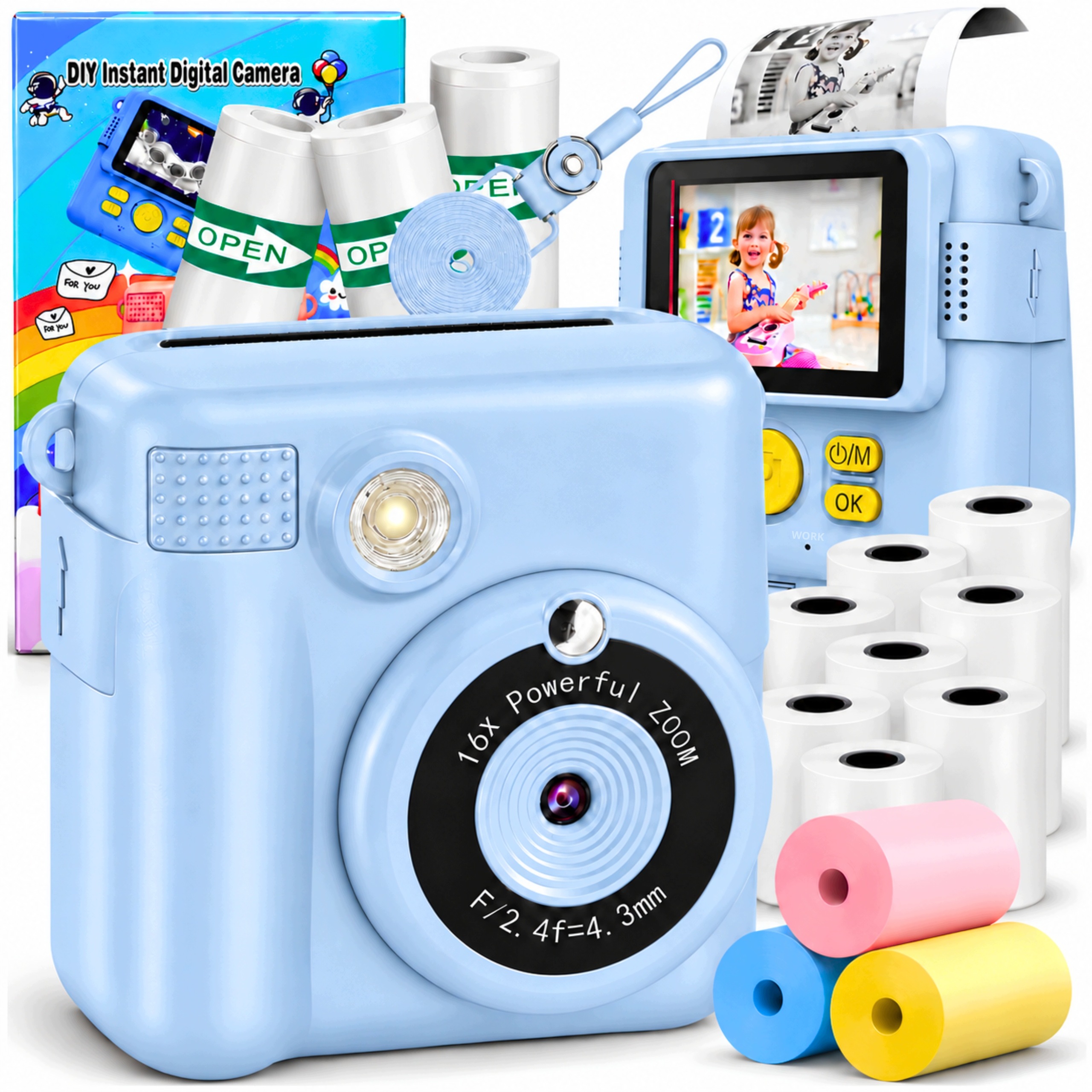 Instantní digitální fotoaparát pro děti Tiskárna mini 14 rolí