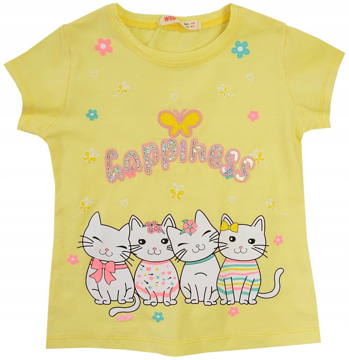 BLUZKA T-SHIRT BAWEŁNA KOTKI KWIATUSZKI 92 H300i