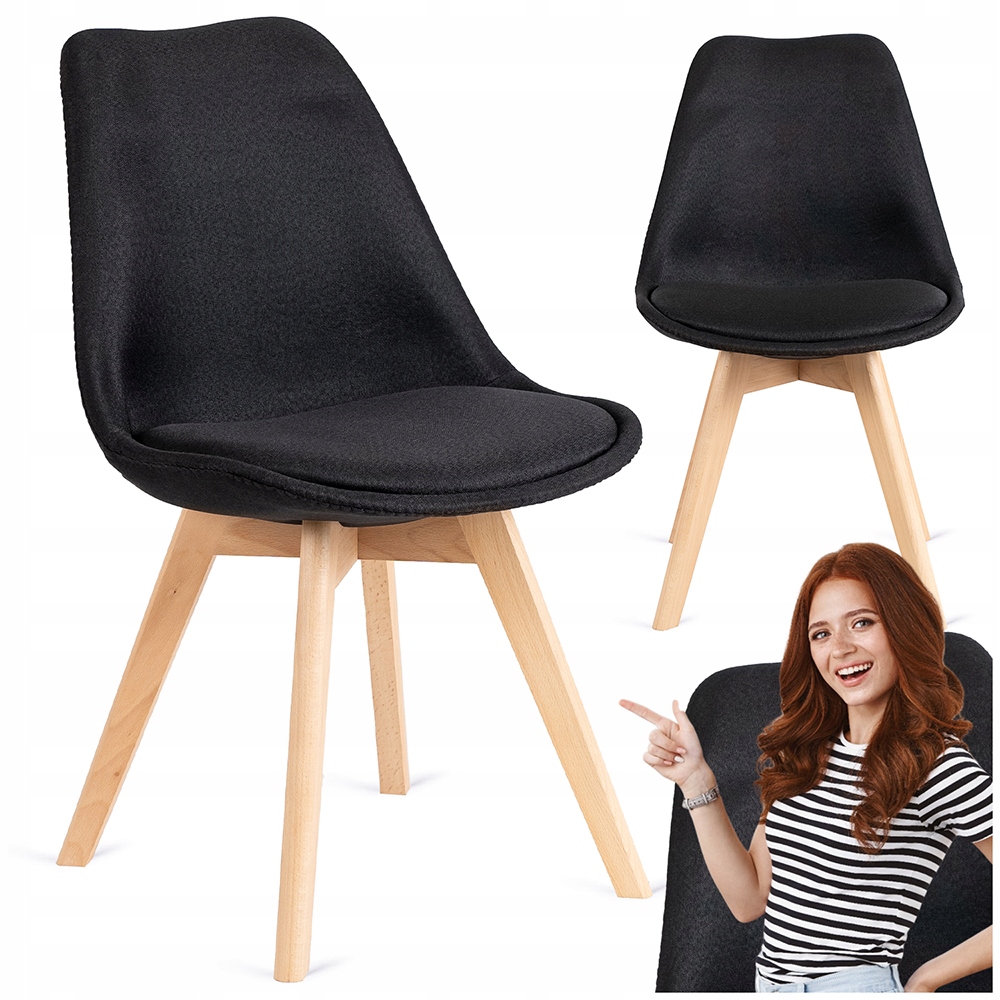 Černé čalouněné skandinávské křeslo do jídelny a kuchyně Nevel