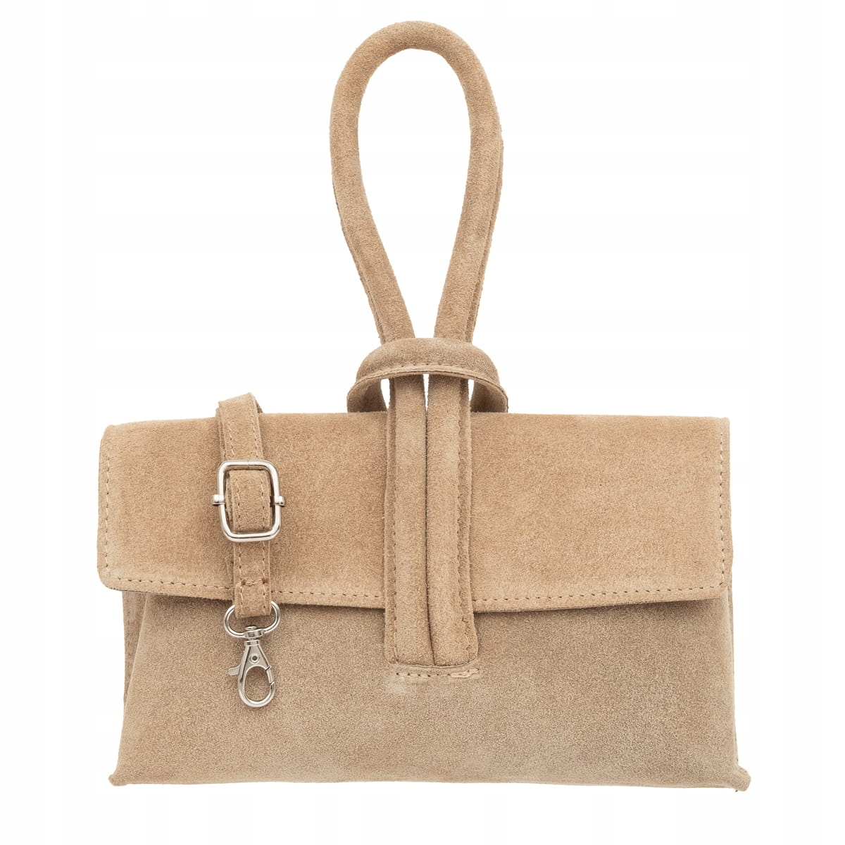 Torebka Damska Zamszowa Vera Pelle Nodo Beżowa