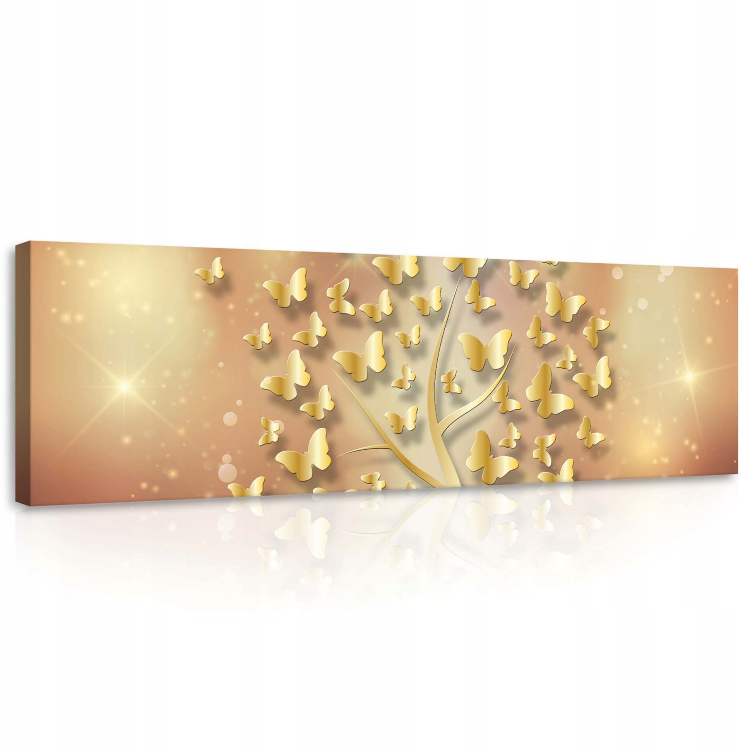 Obraz 145x45 Zlatý strom Abstrakce s motýly Jemný akcent do domu