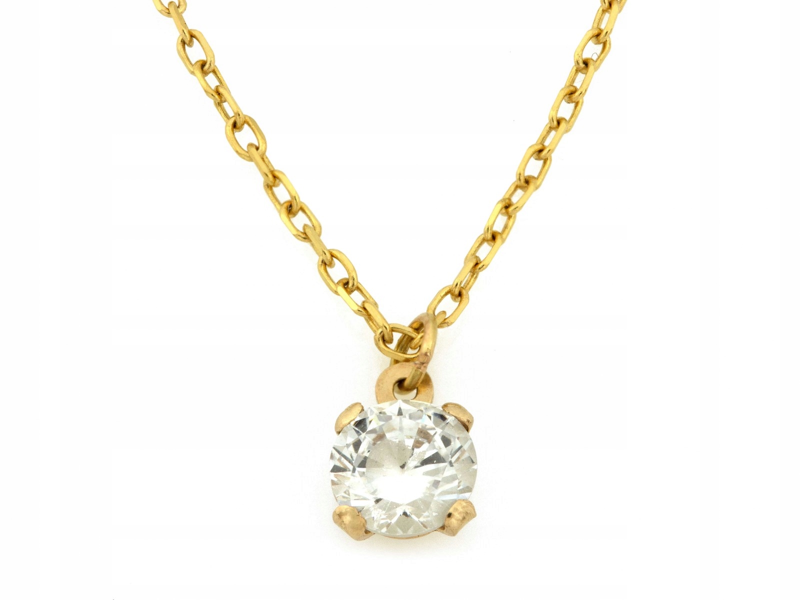 Zlatý náhrdelník 585 přívěsek s bílým zirkonem 42 cm jako dárek 1.66 g