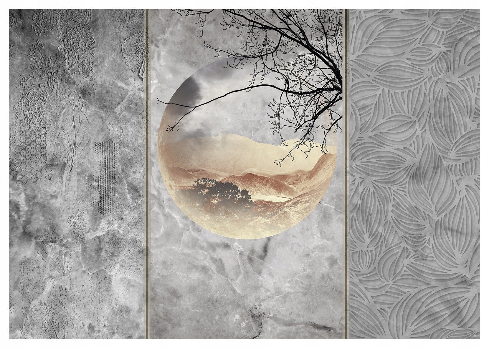 Fototapeta Hory v mlze abstrakce harmonie klid béžová šedá 208x146 lepidlo