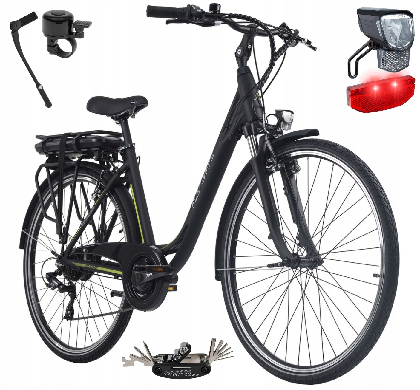 Rower Elektryczny Damski Miejski Koła 28" Amory 250 W Shimano Alu Błotniki