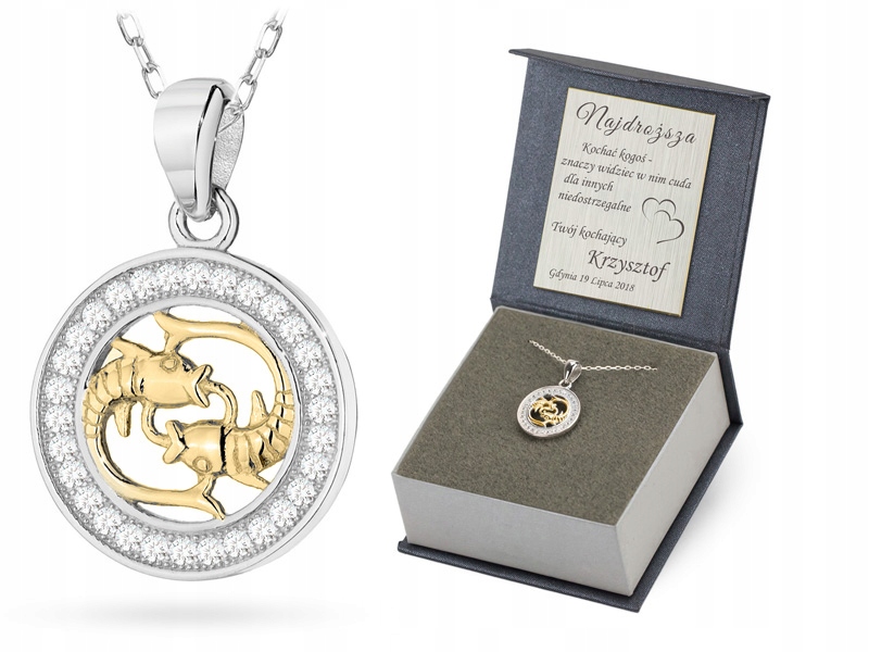 Stříbrný Řetízek a přívěsek 925 Zodiac Ryby