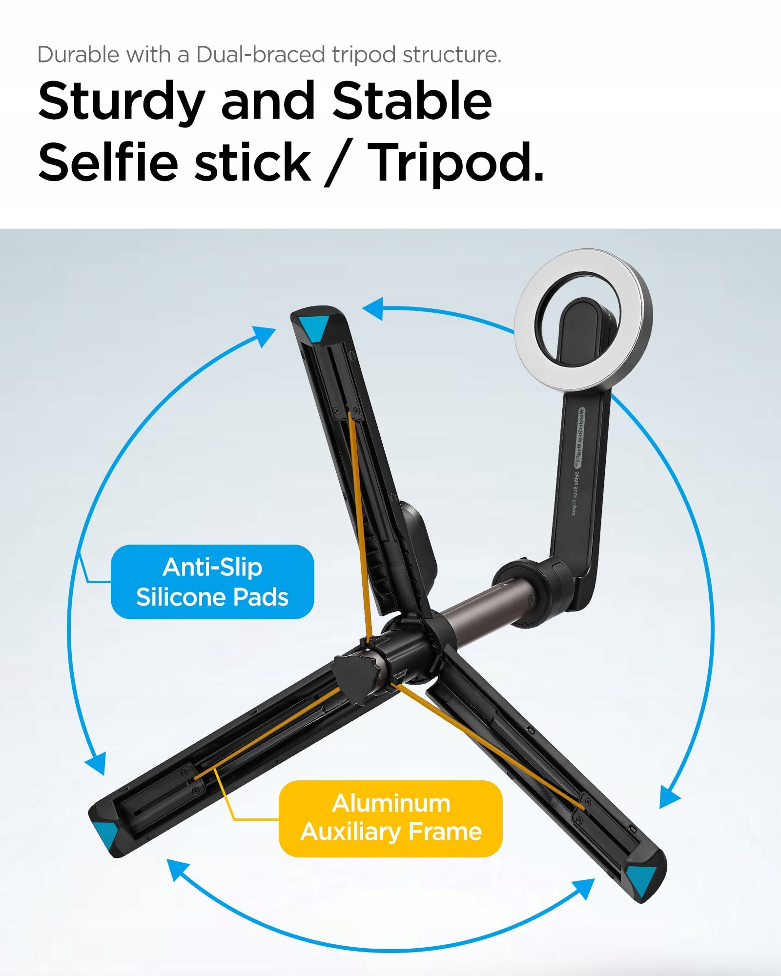 SPIGEN Magsafe Selfie Stick Statyw Bluetooth iPhone 16 Samsung S24 Czarny — miniatura 6