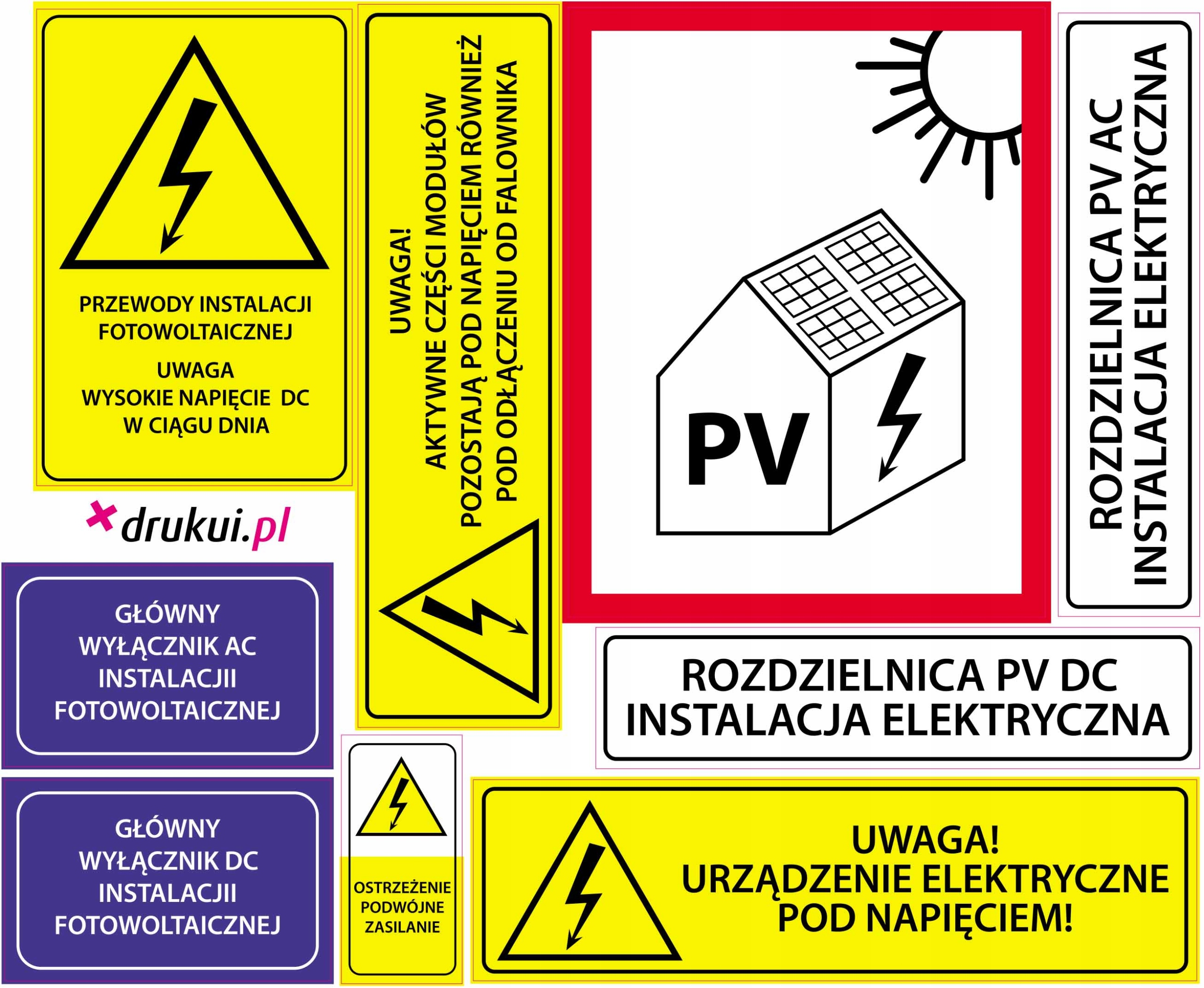 

Naklejki elektryczne Pv nowe wymogi fotowo x50 kpl