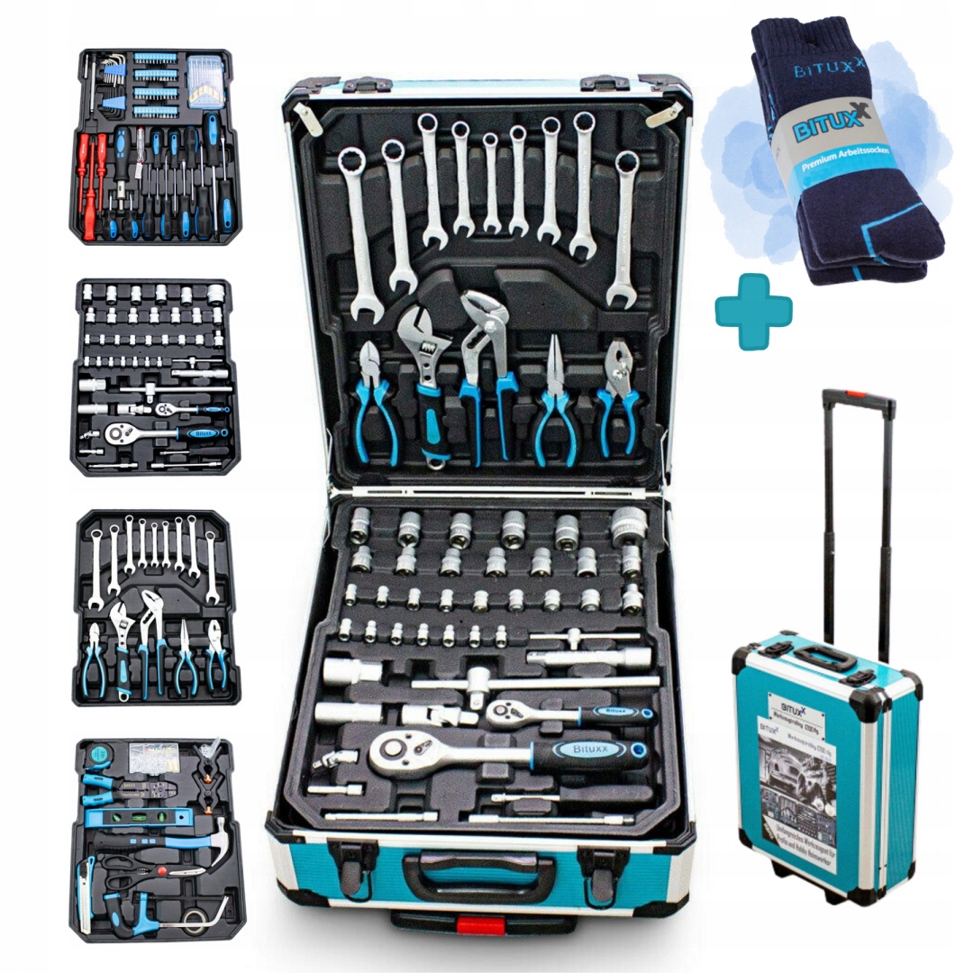 Zestaw Narzędzi Kluczy Grzechotek Nasadek Komplet 1200EL Idealny