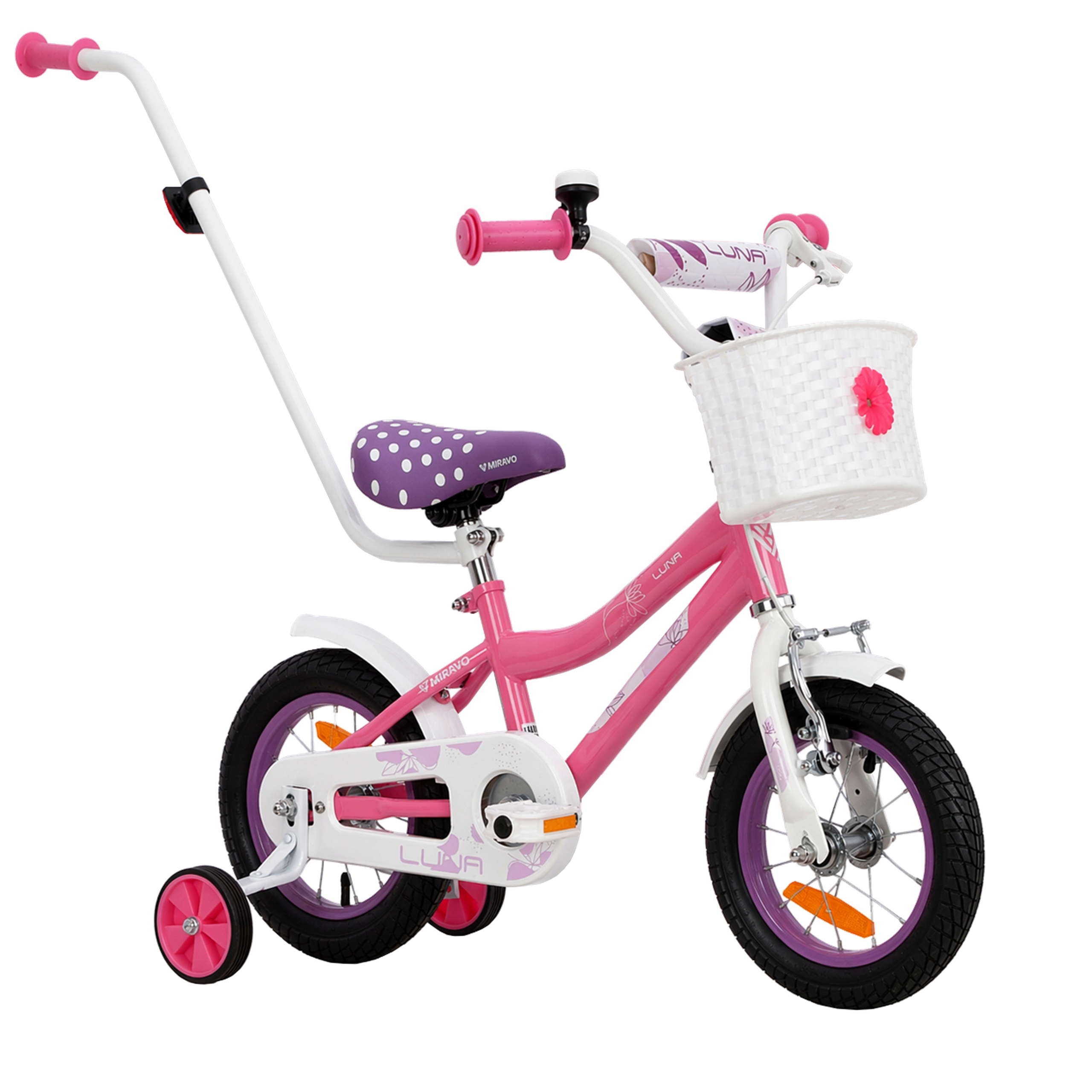 Rowerek Dziecięcy 12 Cali Rower Dla Dziewczynki Koszyk I Prowadnik