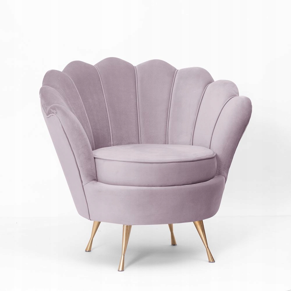 Fotel tapicerownany Muszelka Shell glamour