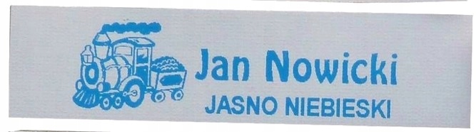 IMIENNIK WSZYWKI oznaczenia, nadruk jasnoniebieski