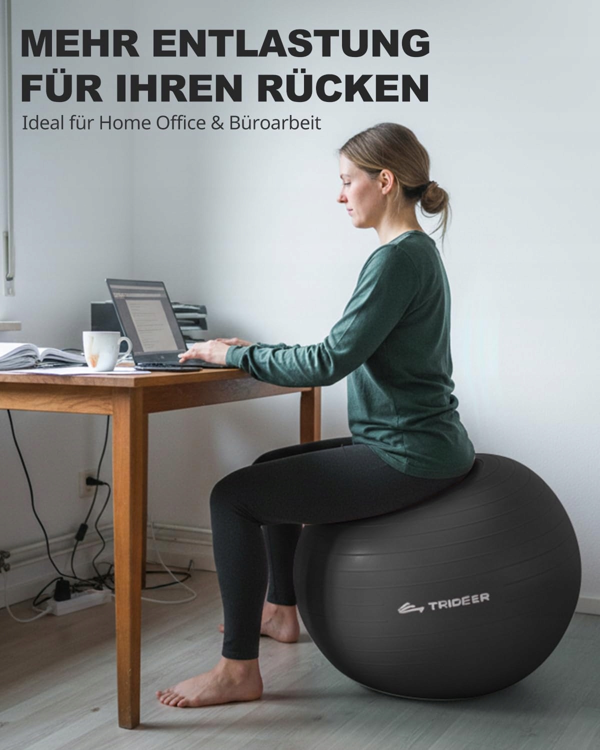 TRIDEER Gruby Piłka Gimnastyczna Ciążowa Anty-Wybuchowa 45-85 cm Fitness — miniatura 4