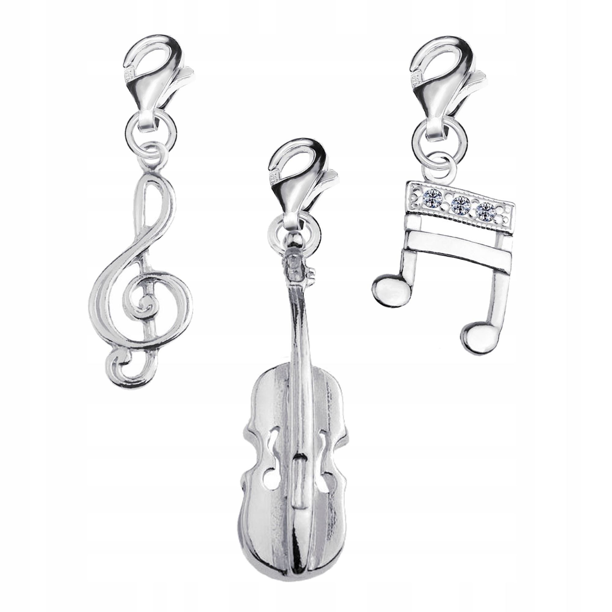 

3x Charms Zawieszka Nutka Skrzypce srebro 925