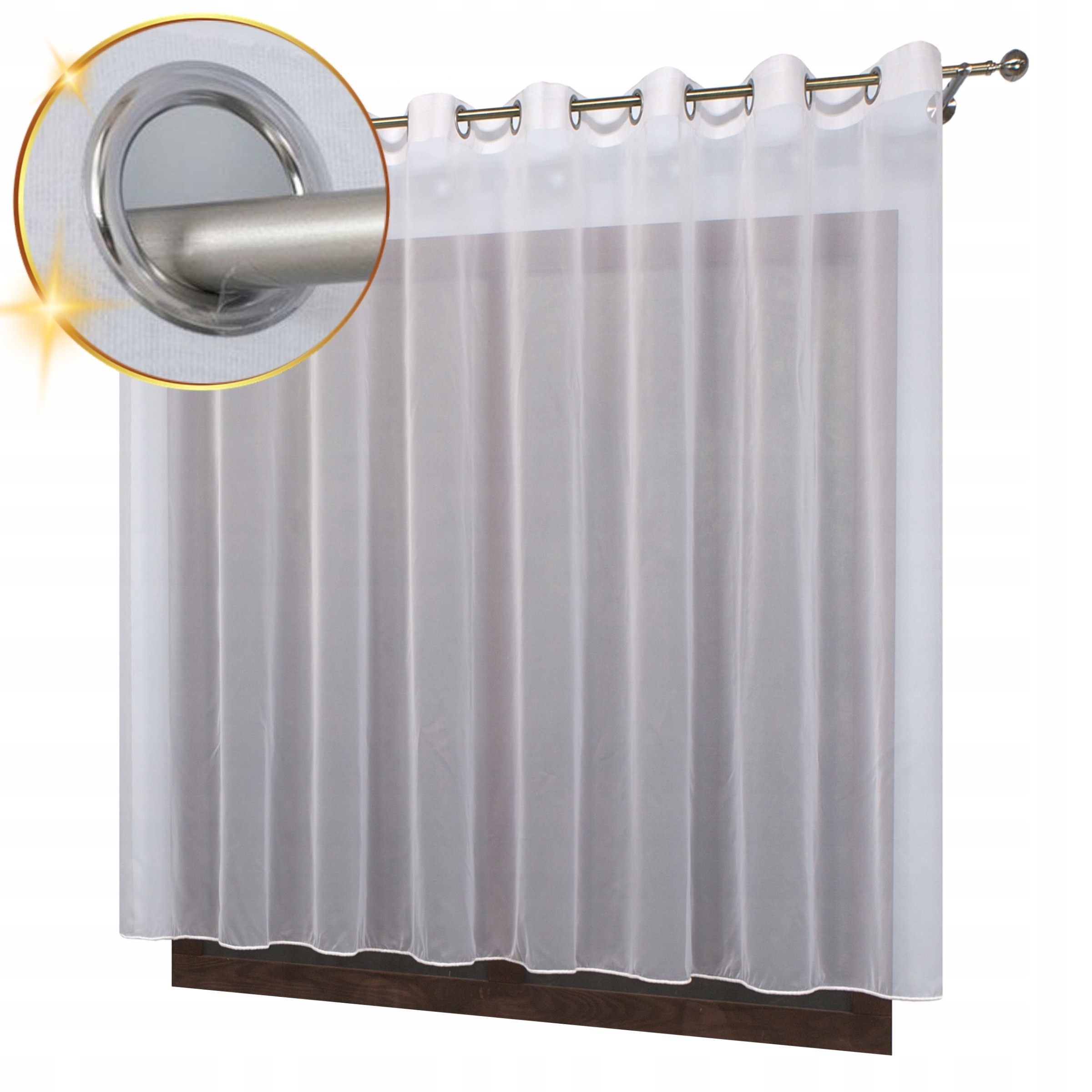 Hladká Hotová Záclona Bílá Voál Oka S Olovnicí Nav-Hess 500x120