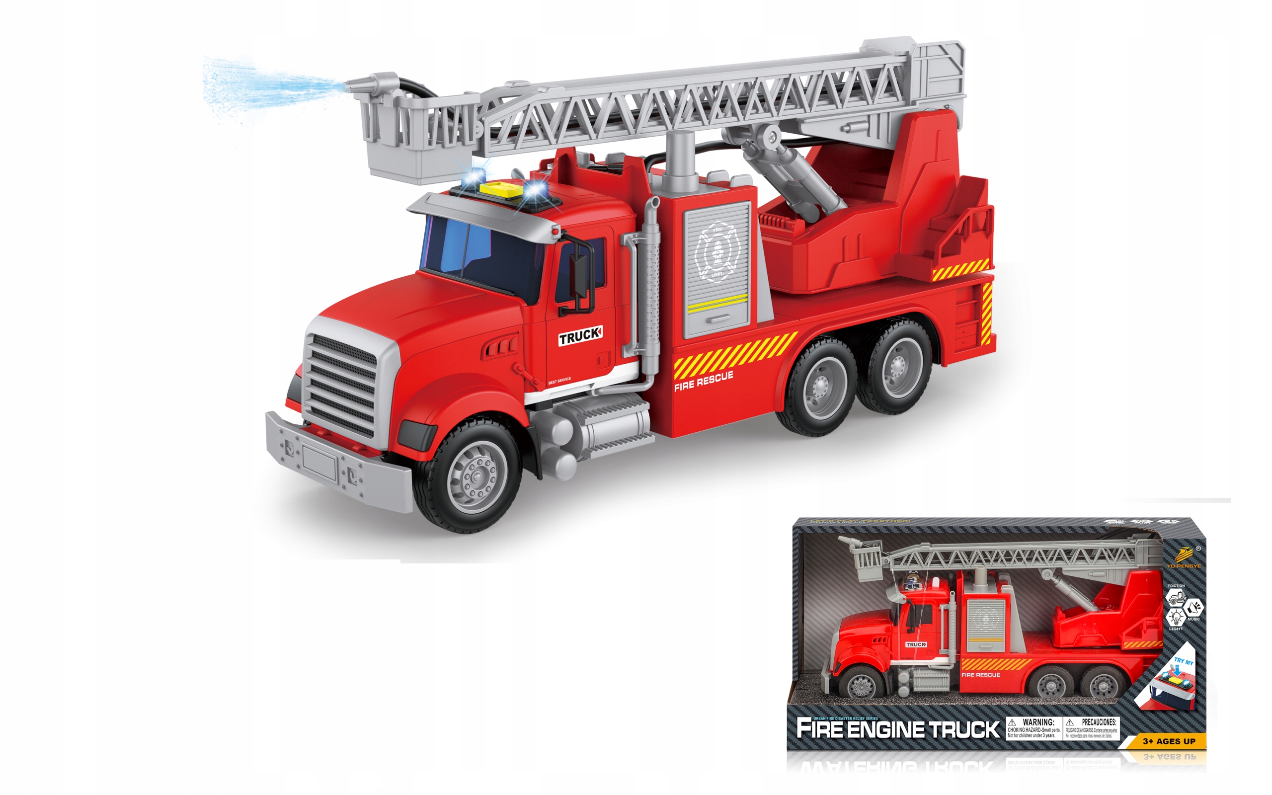 WÓZ STRAŻACKI STRAŻ POŻARNA ZE ŚWIATŁEM I DŹWIĘKIEM SAMOCHÓD DLA DZIECI Wiek dziecka 2 lata +