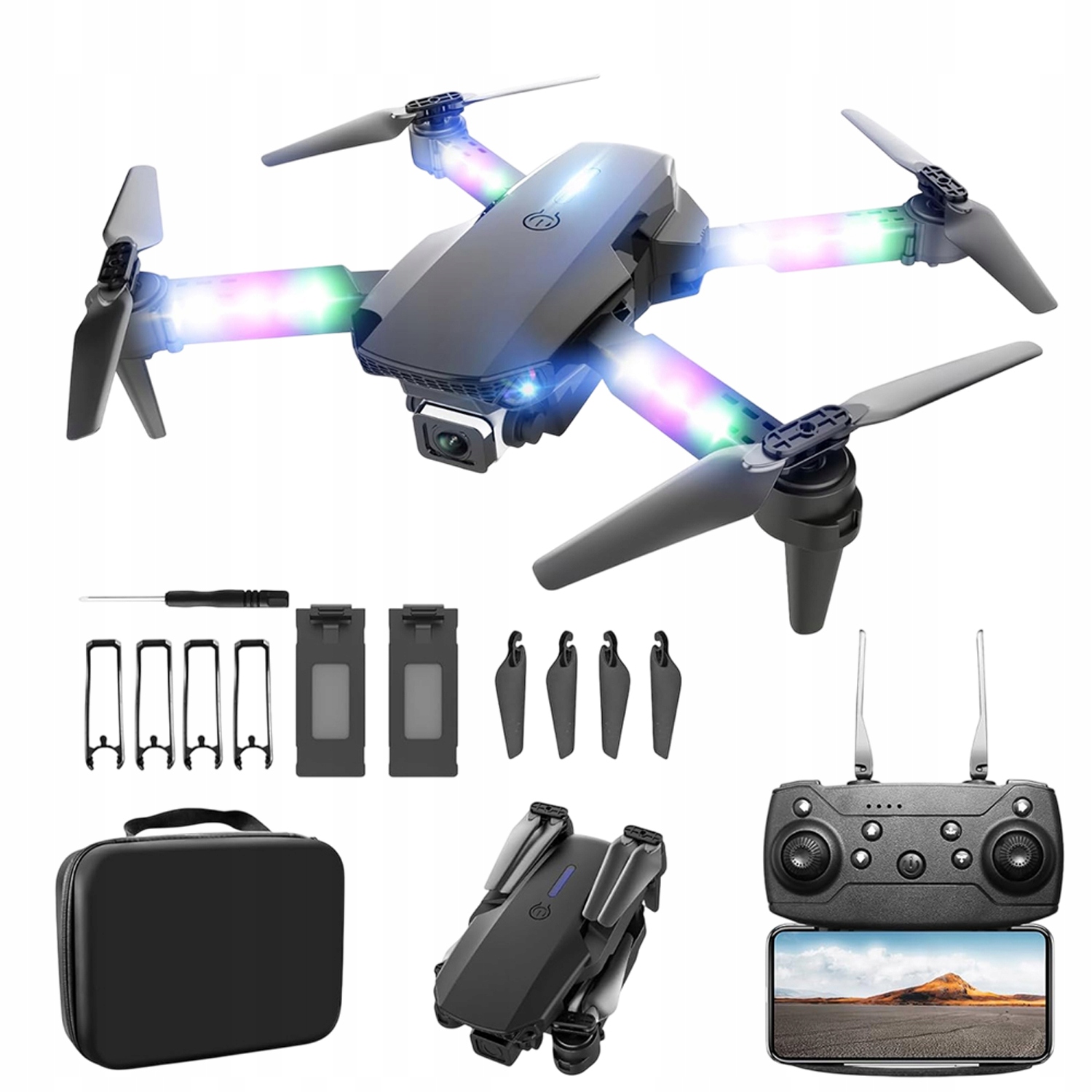 DRON WIFI Z KAMERĄ ZABAWKA DWIE KAMERY SKŁADANY + WIFI 1800MAH × 2