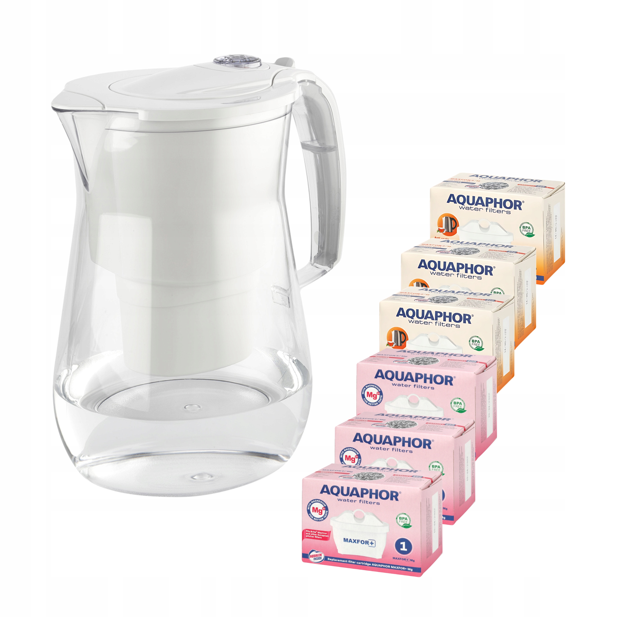 Filtrační konvice Aquaphor Onyx 4,2 l 6 náplní (3 mg 3H), bílá Set