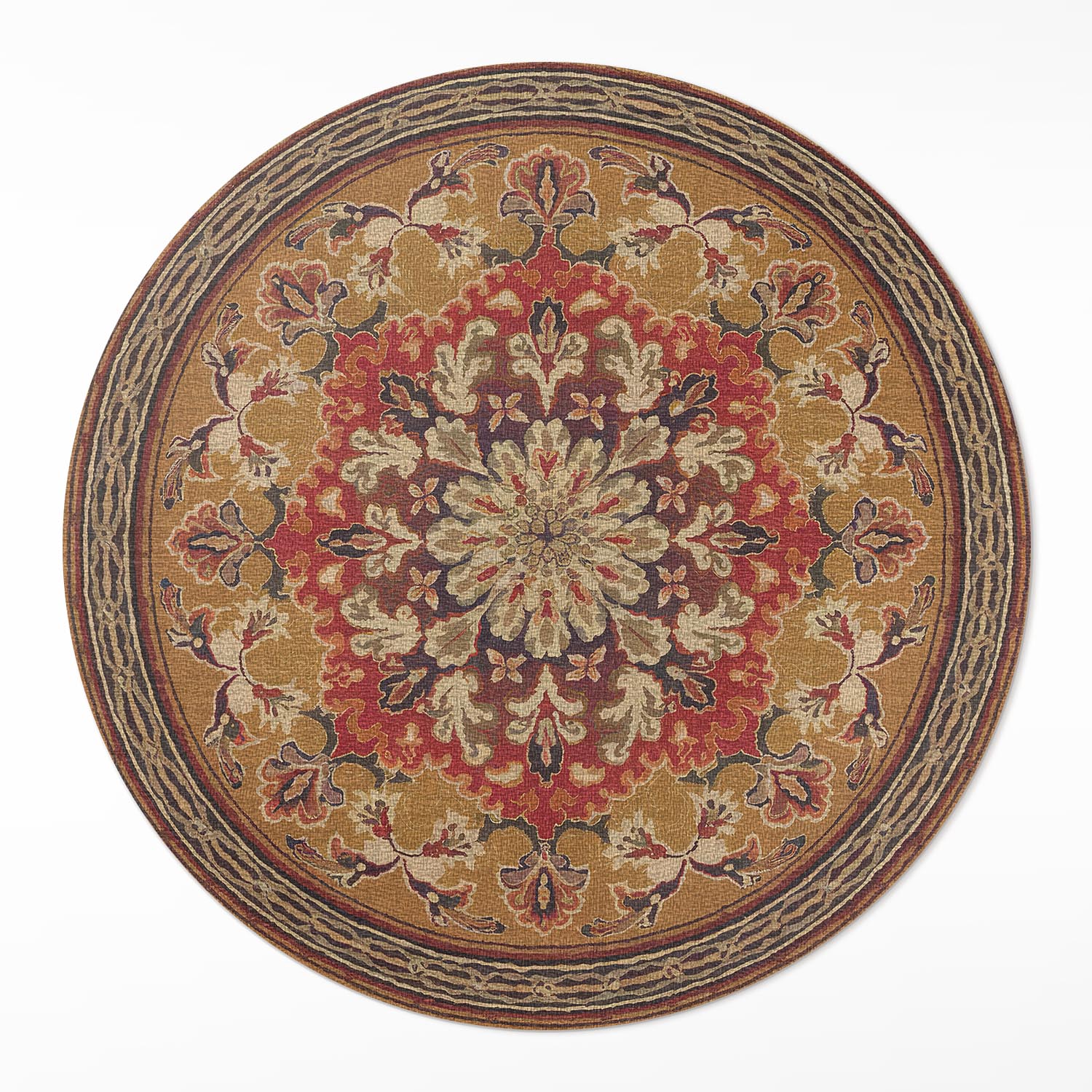 Vinylový okrúhly dekoratívny koberec Rozmer ⌀ 100 cm Starožitné vzory kvetov