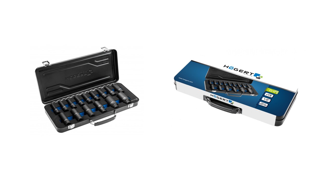 ZESTAW NASADEK UDAROWYCH 1/2", 15EL., CrMo, DŁUGIE