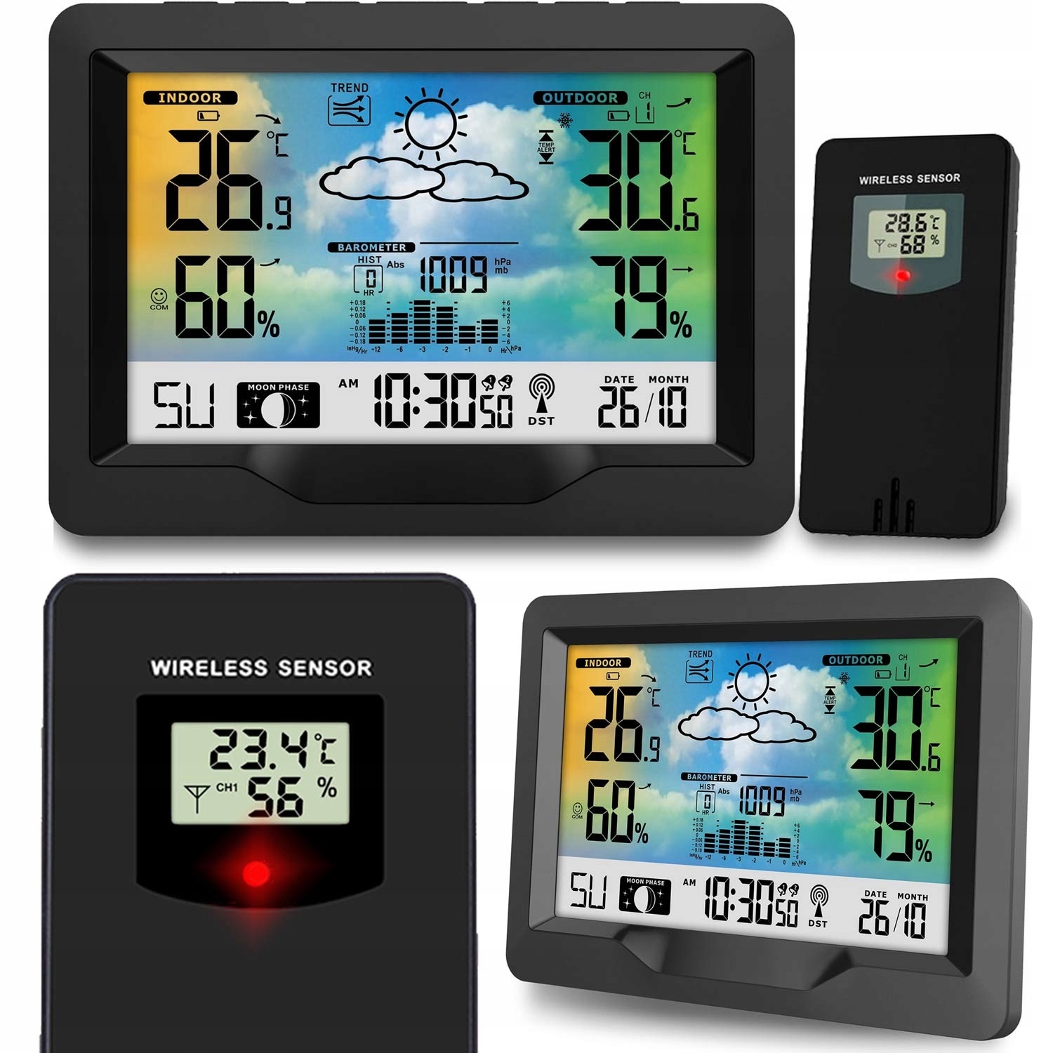 Bezdrátová Meteorologická Stanice Vlhkoměr BD-901 Černá